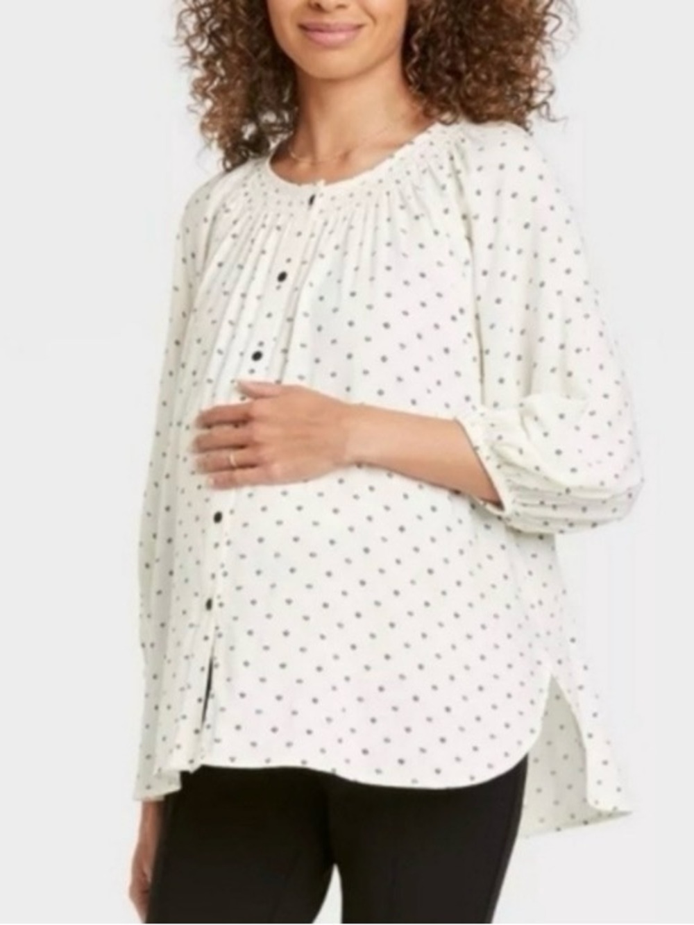 The Nines By Hatch Maternity Button Down Blouse Size XL Boho Peasant Style